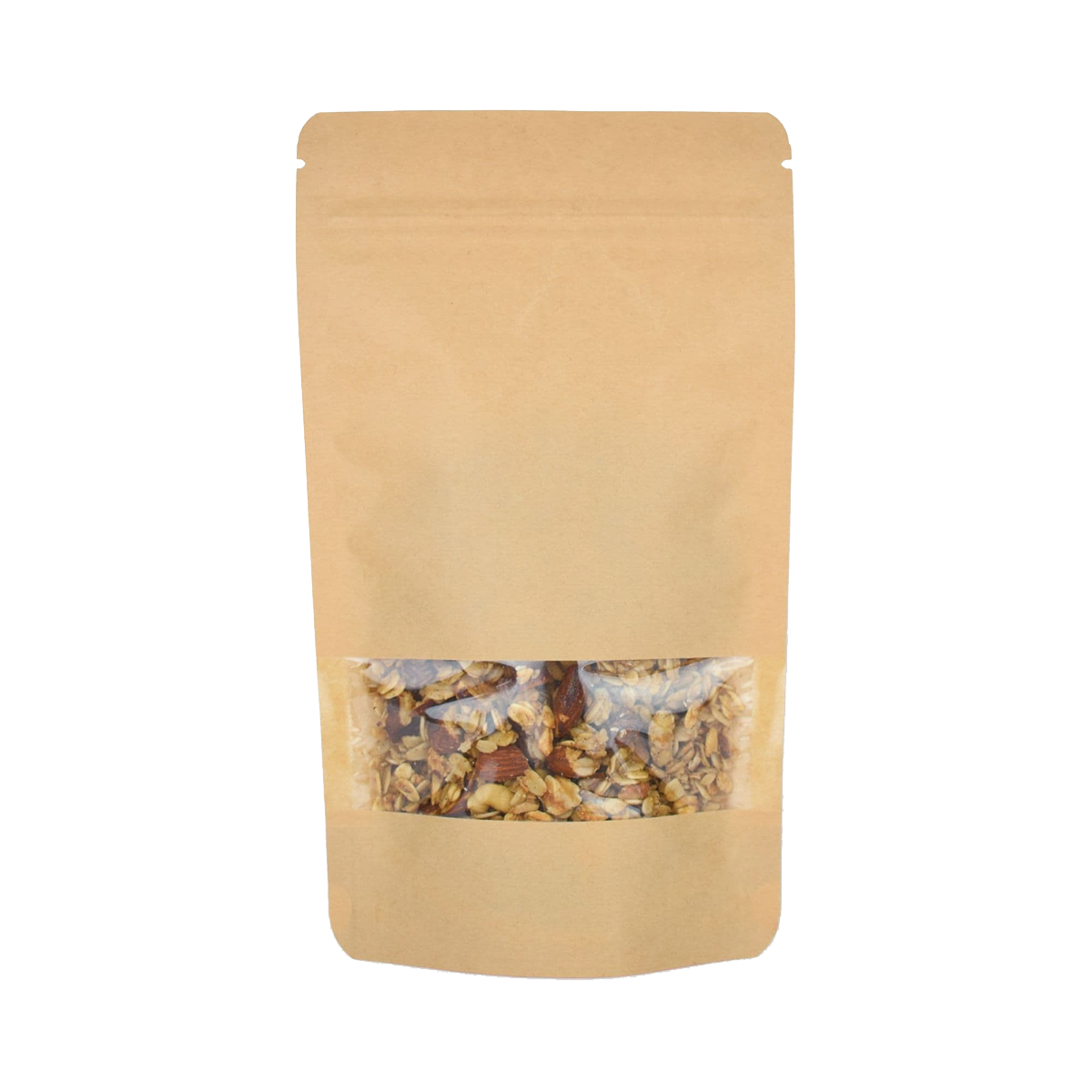 Kraft vrećice doypack sa zip zatvaračem i prozorčićem – troslojne – natron 160x80x270mm (750ml)